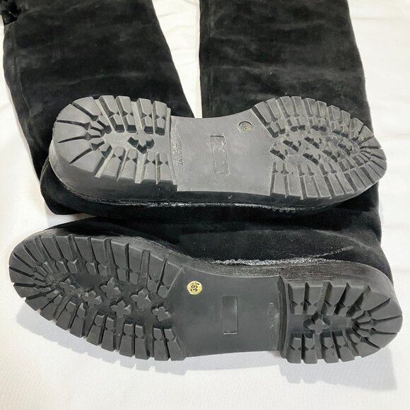 Vicini Giuseppe Zanotti black suede fur shearling over the knee OTK winter boots - Picture 5 of 6